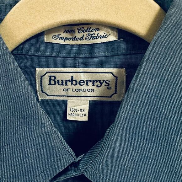 BURBERRYS of London Men’s 100% Cotton Dress Shirt Blue 15.5-33 (M/L) Vintage USA - Picture 3 of 7